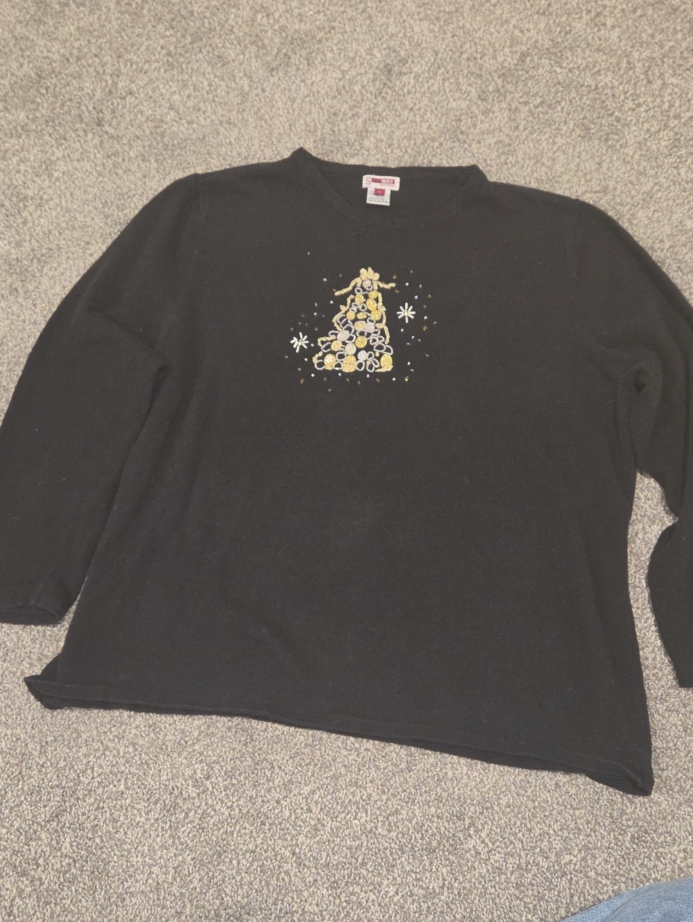 Black Holiday Embellished Crewneck Sweater